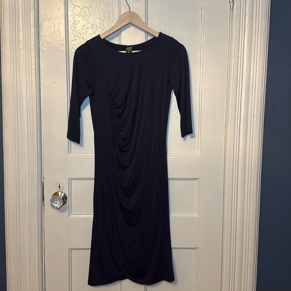 Classy draped dress. Black. NWOT. size S